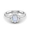 0.45 Cts Oval Moonstone 925 Sterling Silver Solitaire Halo Engagement Women Ring
