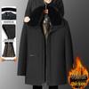 2024 Winter Fleece-Lined Dad's Warm Cotton Jacket for Men: Loose Fit, Mid-Length, Ideal for Middle-Aged and Elderly