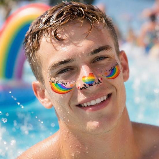 Freckle Temporary Tattoos, Waterproof & Long Lasting Face Stickers, Rainbow Color Makeup Decals for Festival, Party, Halloween