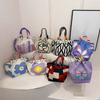 Stripe Women Knitted Handbag Sweet Floral Commuting Pouch High Quality Printed Small Bag  Shopping