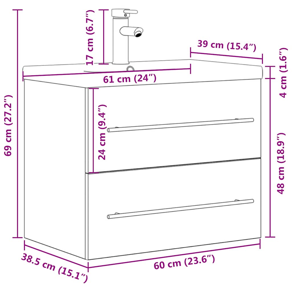 2 Piece Bathroom Furniture Set Concrete Grey Particleboard