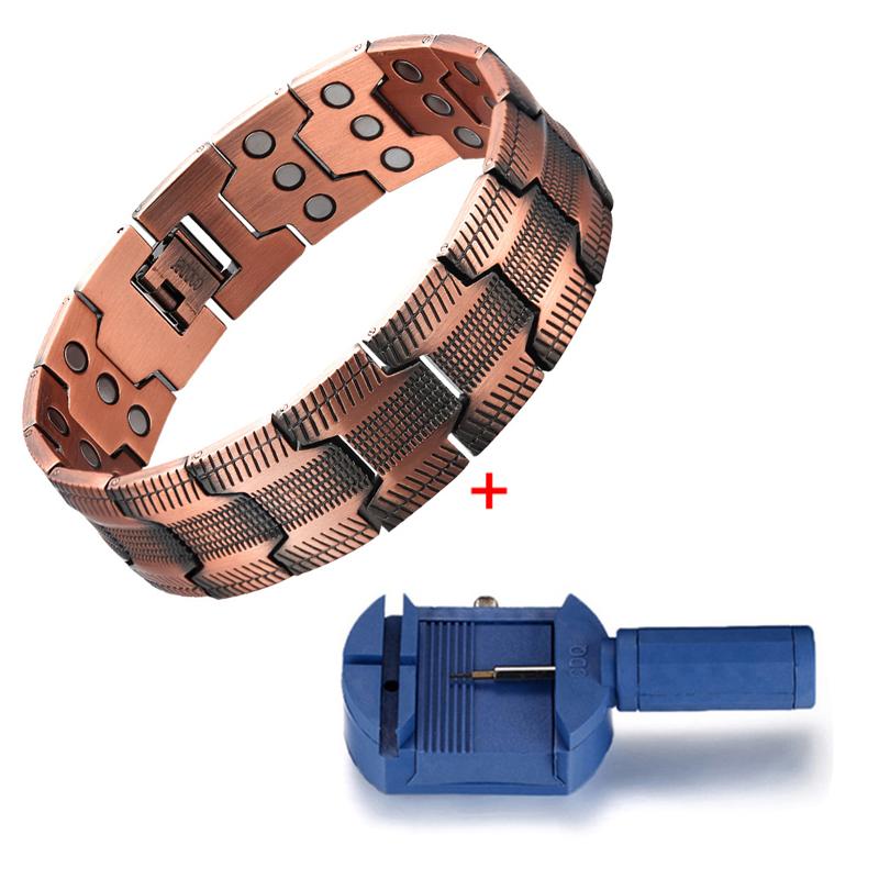 

1 шт. 3X Медный браслет для мужчин Браслет из чистой меди Магнитный браслет для боли в суставах с сильными магнитами Терапевтические украшения Подарки для мужчин