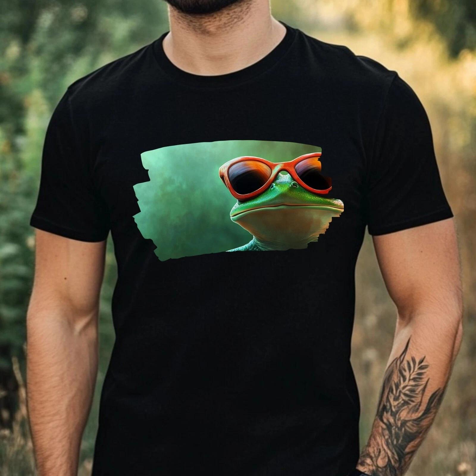 T-Shirt Herren Frosch mit Sonnenbrille Motiv Baumwolle Größe XS bis 5XL XXXL