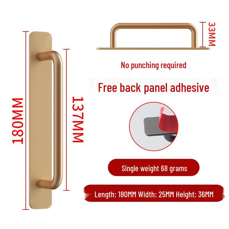 Aluminum Alloy No-Drill Door Handle for Glass, Window, Balcony, Sliding, and Cabinet Doors