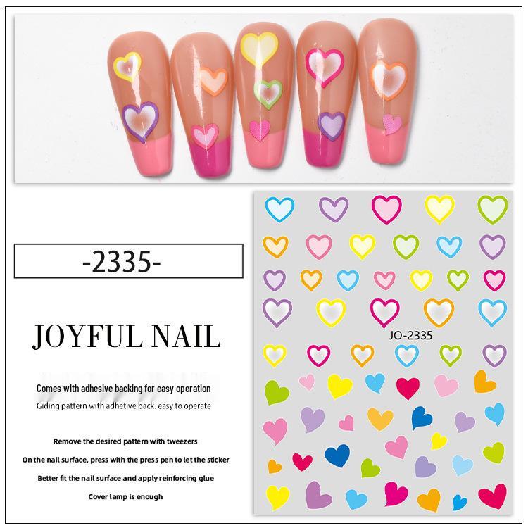 Trendy Gradient Heart & Star Nail Art Stickers - Cute Five-Pointed Star Design for Beautiful Nails