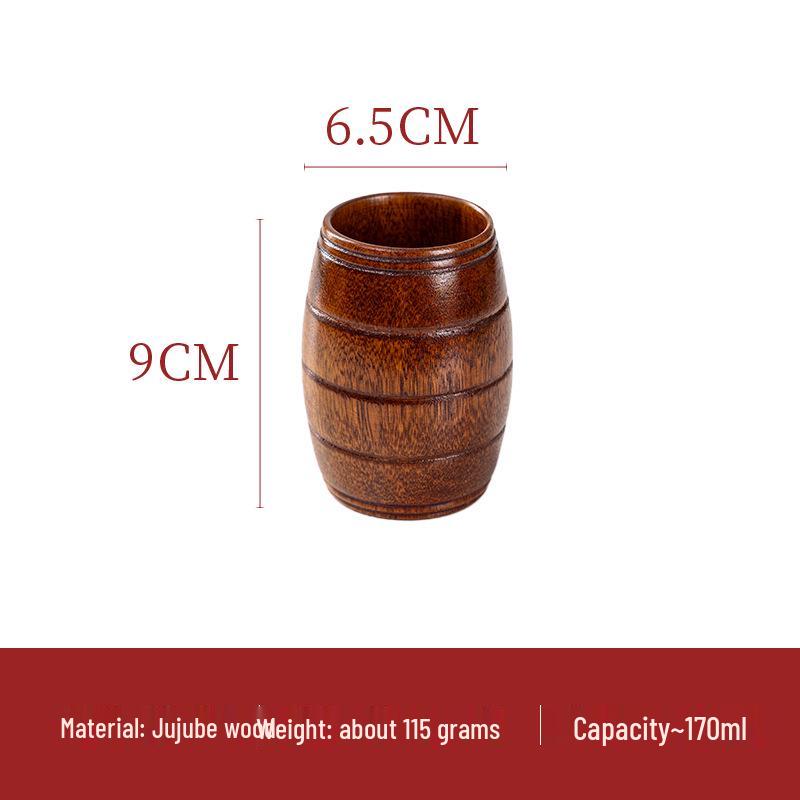 Japanese Style Wooden Cup with Handle - Large Belly for Beer, Coffee, Yogurt, Dessert, or Water