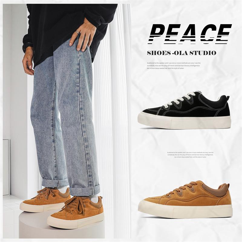 Autumn Breathable Canvas Shoes Men's Black Versatile Cloth Shoes Men's Trend Low-top Niche Casual Board Shoes 7981