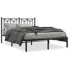 Metal Bed Frame with Headboard Black 140 X 190 Cm