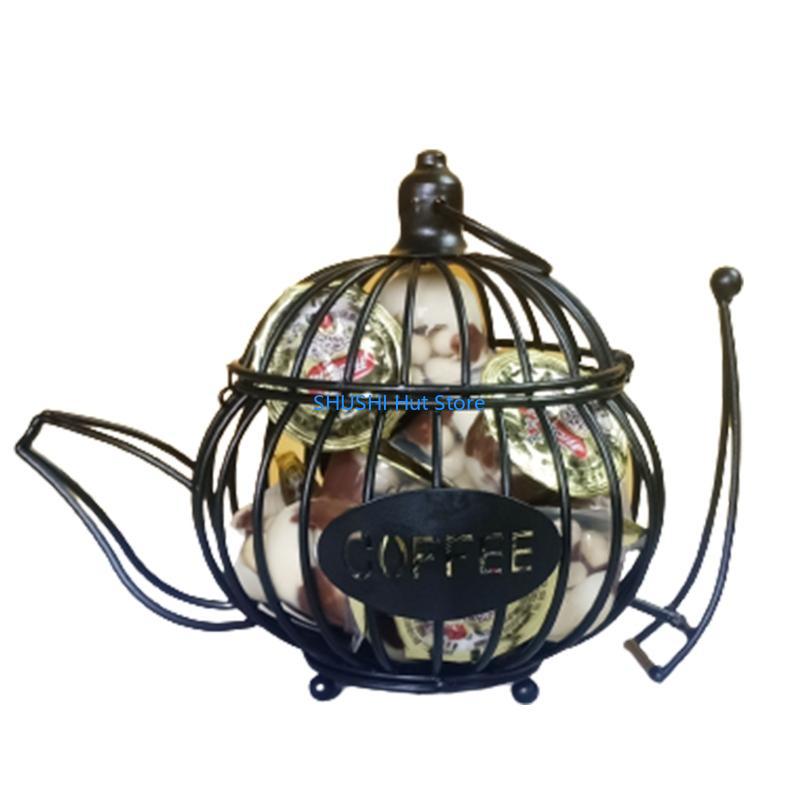 Creative Coffee Capsule Storage Holder Wrought Iron Hollow Clay Pot Shaped for Home Cafe Hotel Coffee Bean D57B