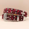 Cross Belt Leopard Print Western Rhinestone Belt Personalized Denim Woman Rivet Jeans Belt