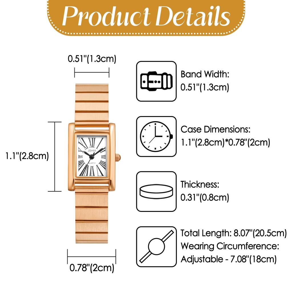 rectangle stainless steel classic fashion design featuring Roman for daily Perfect as a gift for or Women's watch. Simple, numerals. Water-resistant
