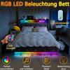 Linen Upholstered Bed,Features LED Strip, USB & Type-C Charging, Drawers, Headboard Shelf, and Wood Slats,Gray.