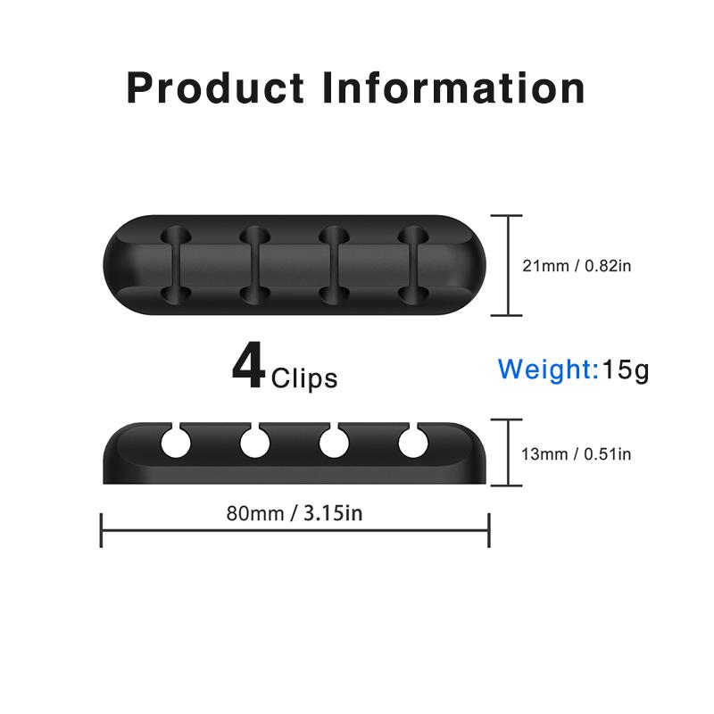 Organizator de cablu din silicon Înfășurator de cablu USB Clipuri de gestionare pentru birou Suport cablu