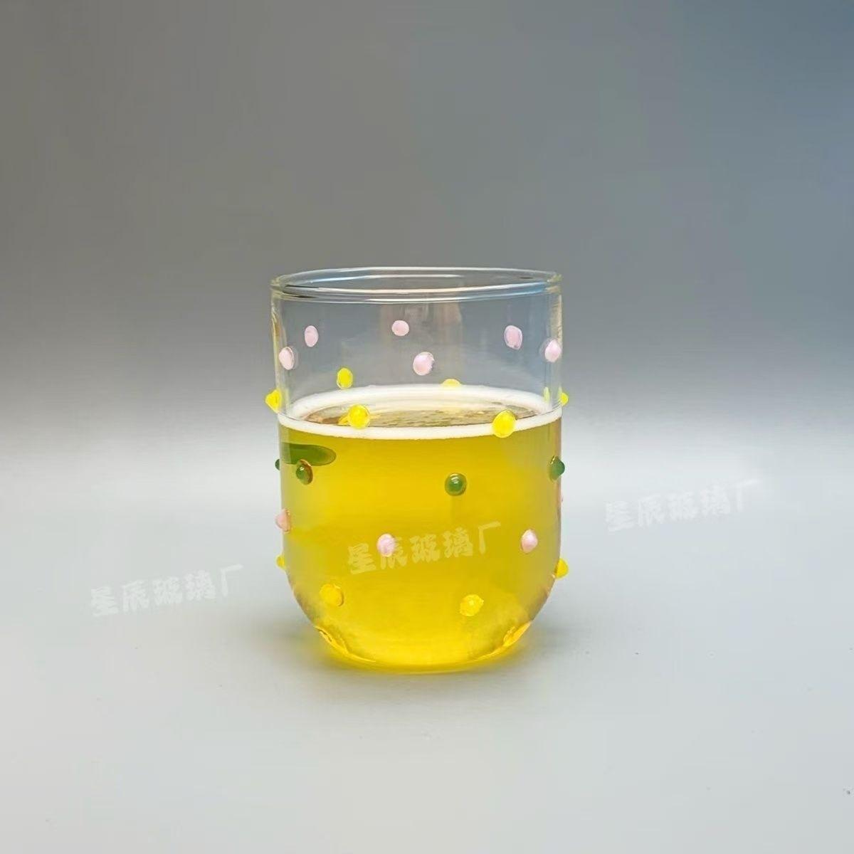 New Colored Sugar Bean Glass Cup, Cute Luxurious High-end Champagne Glass, Exquisite Atmosphere Wine Glass, Bar Wine Accessories 201-300ml