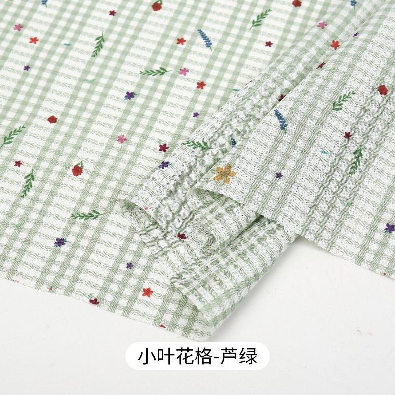0.5m/1m/2m Grid Floral Printed Jacquard Fabric for Scene Decoration Dresses Curtains Tablecloths Handmade DIY Sewing Fabrics