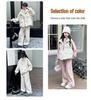Girls' Fleece-Lined Sweatshirt Three-Piece Set - 2024 Autumn/Winter Trendy Casual Sportswear