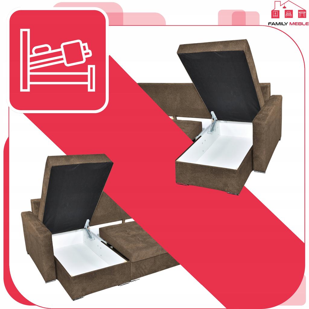 Narożnik Bella BIG rozkładany z funkcją spania Family Meble brąz
