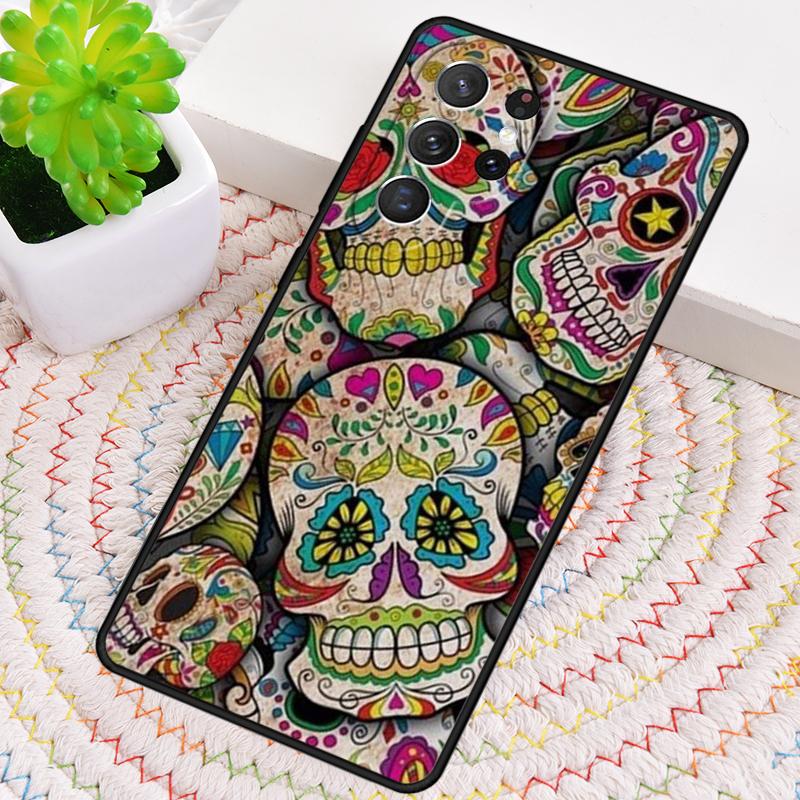Mexican Skull Flower Silicone Phone Case For Samsung Galaxy note 10 pro S26 S25 S24 S23 S22 S21 Plus S25Ultra Capa Cover