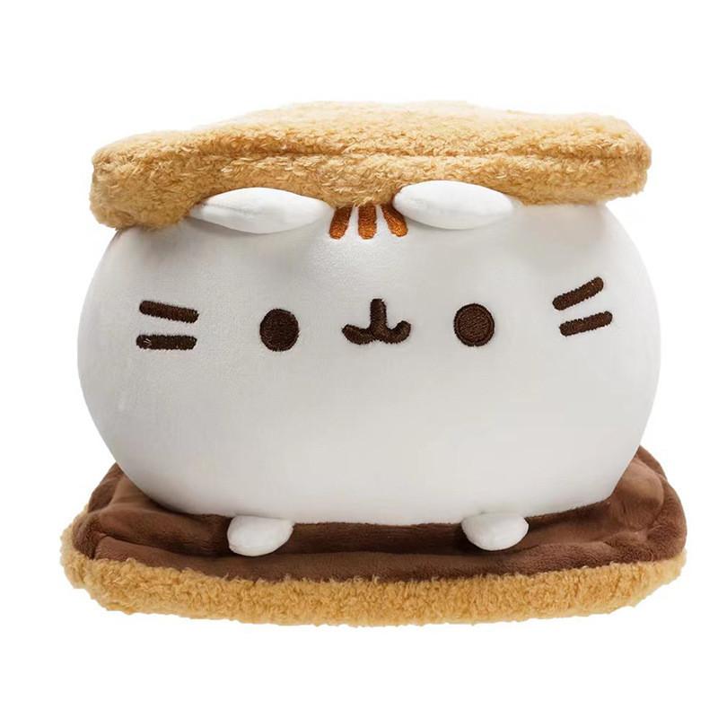 Colorful 25cm Hamburger Cat Plush Toy Stuffed Animal Cake Cat Rainbow Cat Doll