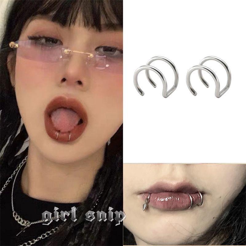 Titanium Steel Multi-Purpose Lip Clip Ear Clip Earrings For Men Women Unisex Punk Cool Hip-Hop Non-Piercing Jewelry
