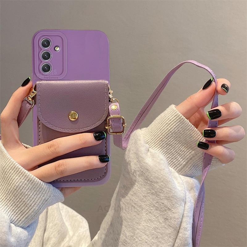 16 26 36 56 55 Torba na ramię z miejscem na karty Etui na Samsung Galaxy A16 A26 A36 A56 A06 A15 A55 Sznurek Silikonowe Etui S25 Plus