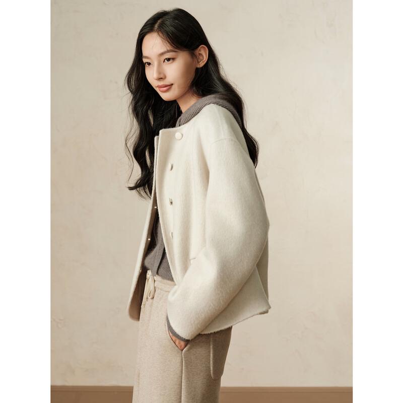 Jiuzi Anna Colle Grey Series Women's Wool Double-faced Coat