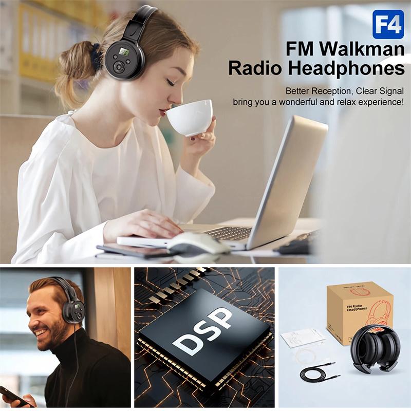 Portable Personal Fm Radio Headphones With Good Reception, Led Display, Soft Ear Muffs, For Walking, Jogging, Meeting Receiver