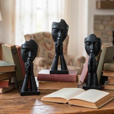 3 Pièces Statues de Prière Sculptures de Figures Abstraites Ornements de Table Créatifs de Personnages Minimalistes