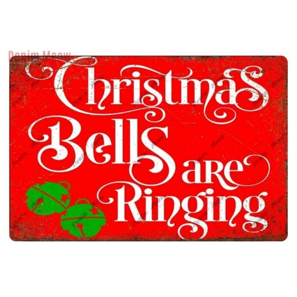 Vintage Christmas Metal Tin Sign Home Festive Wall Decor