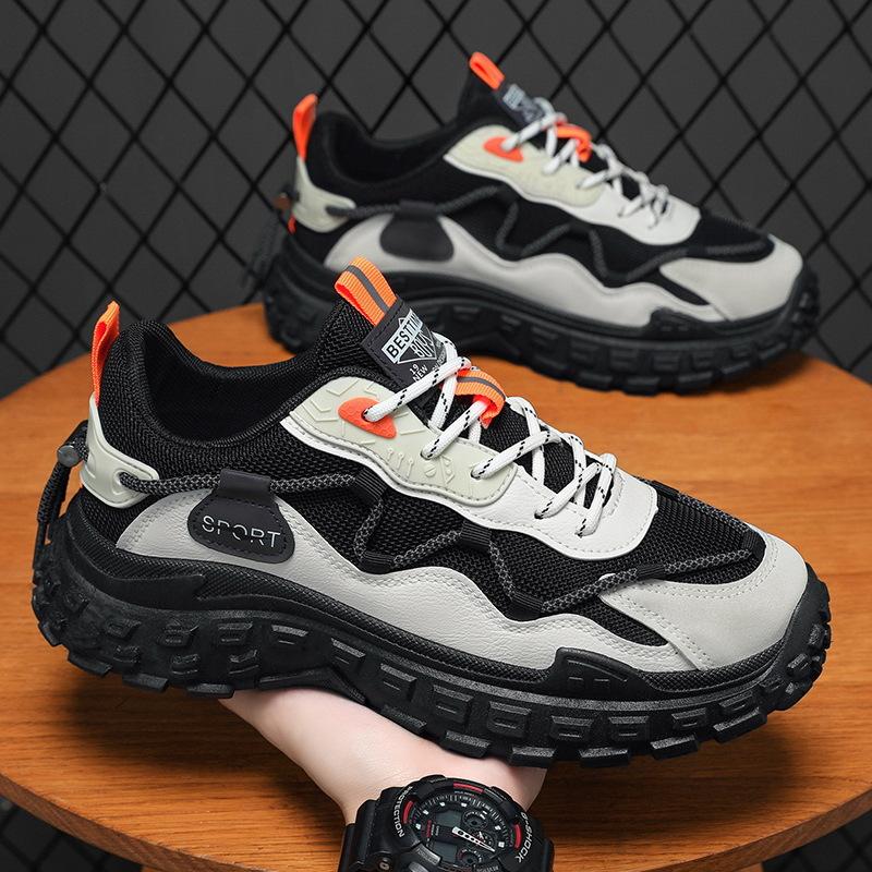 Men's shoes spring new breathable mesh shoes men's trend versatile non-slip wear-resistant sports dad trendy shoes