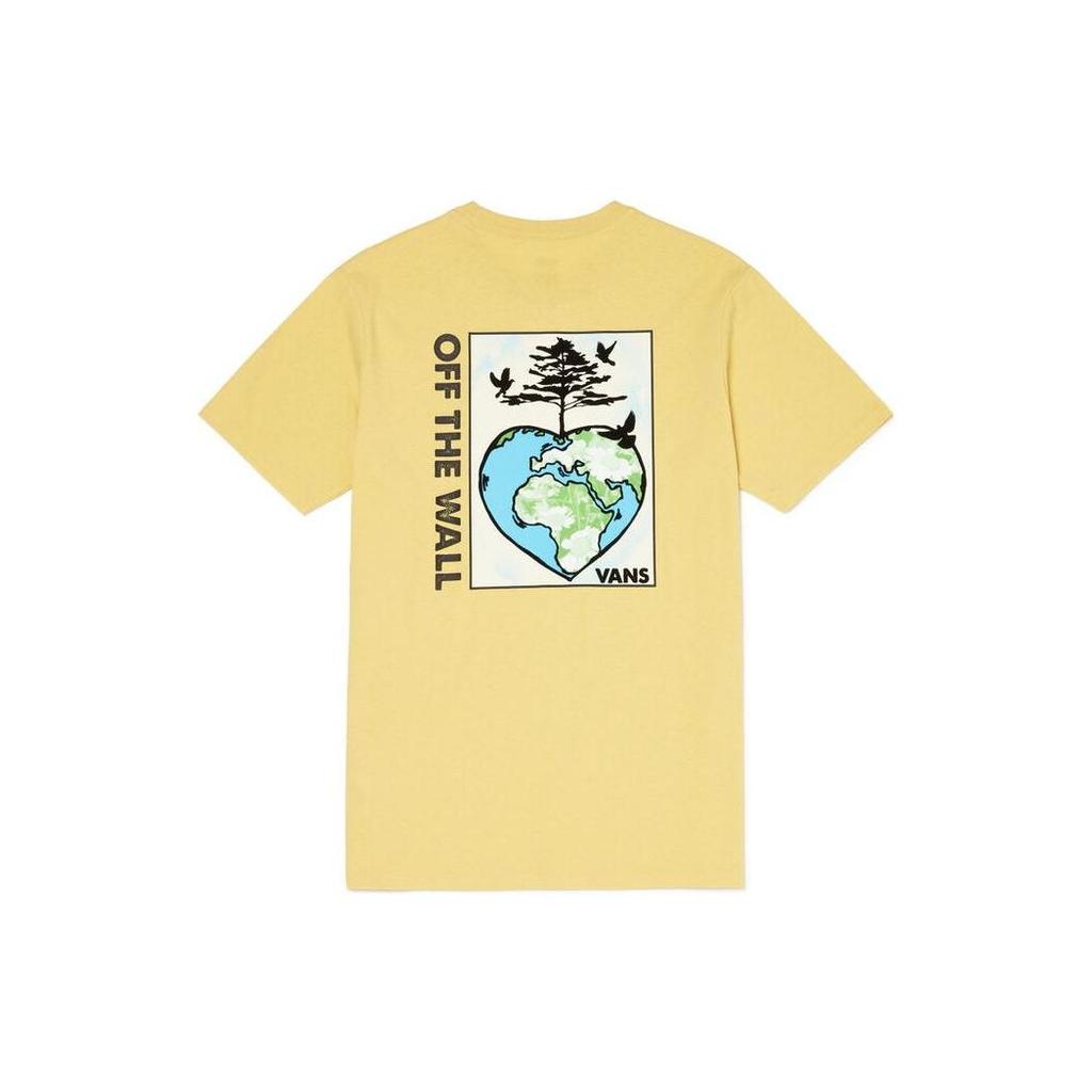 Vans Solid Color Illustration Smiley Print Loose Short Sleeve T-Shirt Women Tops Wine-Yellow VN0A7YHXY7O