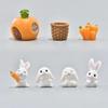 7PCS Set Easter Day Cute Rabbit Carrot Mini Figure Decoration Toy Doll 3-4cm Plastic Model