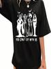 T-shirt Oversize Ghoul Gang Donna Non Puoi Sederti Con Noi Grafica Goth Queen Vintage Manica Corta Top Autunnali