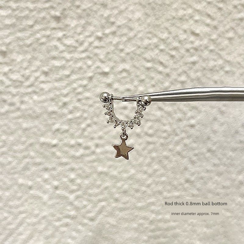 

Galaxy Stars | Ring Store U-Shaped Titanium Steel XINGX Stud Earrings Pendant Screw Small Ear Bone Stud Ring Earrings U-shaped star pendant 1