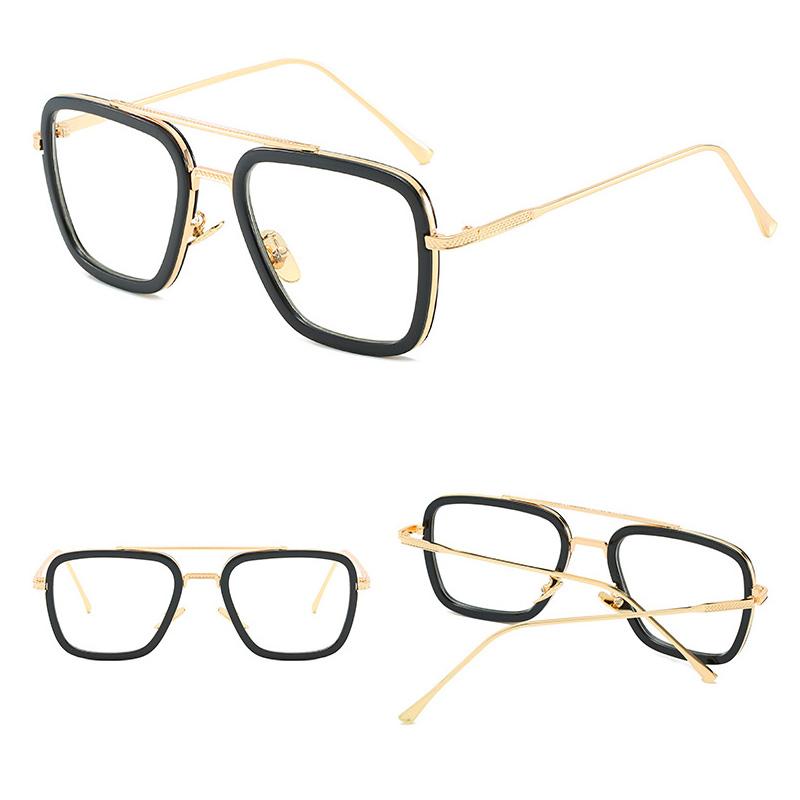 Square Men Edith Sunglasses Vintage Tony Stark Silver Metal Frame Blue Lens Glasses Fashion Women Steampunk Eyewear