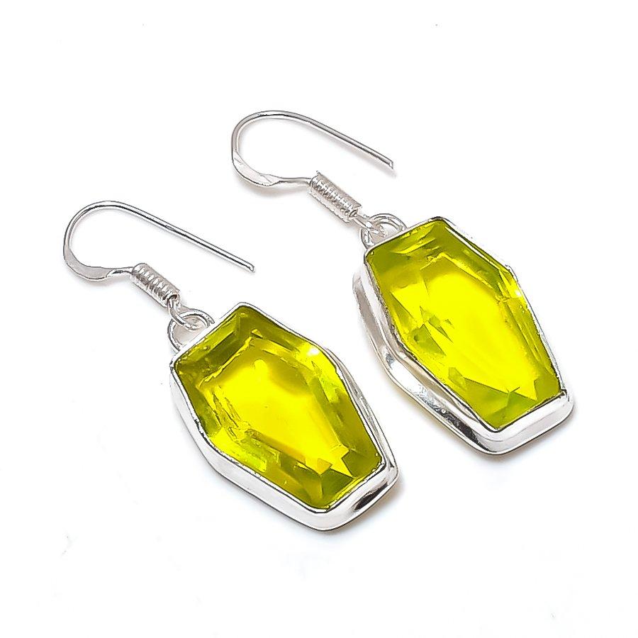 Tsavorite Gemstone 925 Sterling Silver Jewelry Earring 1.69"