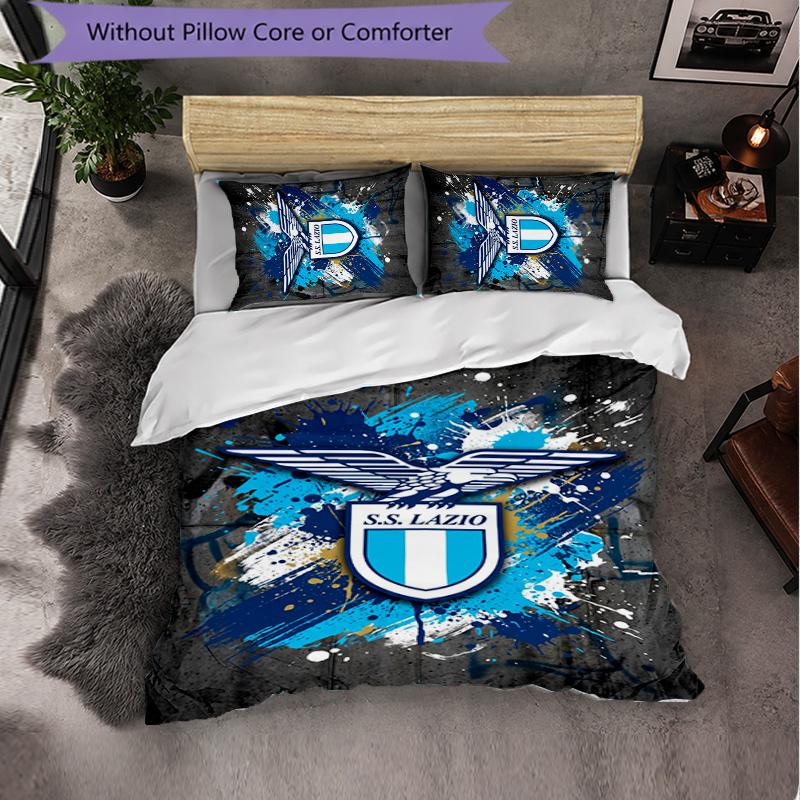 Lazio FC Themed Bedding 3Pcs Duvet Cover Set Decorative Bed Linen For Teen Room Home Decoration