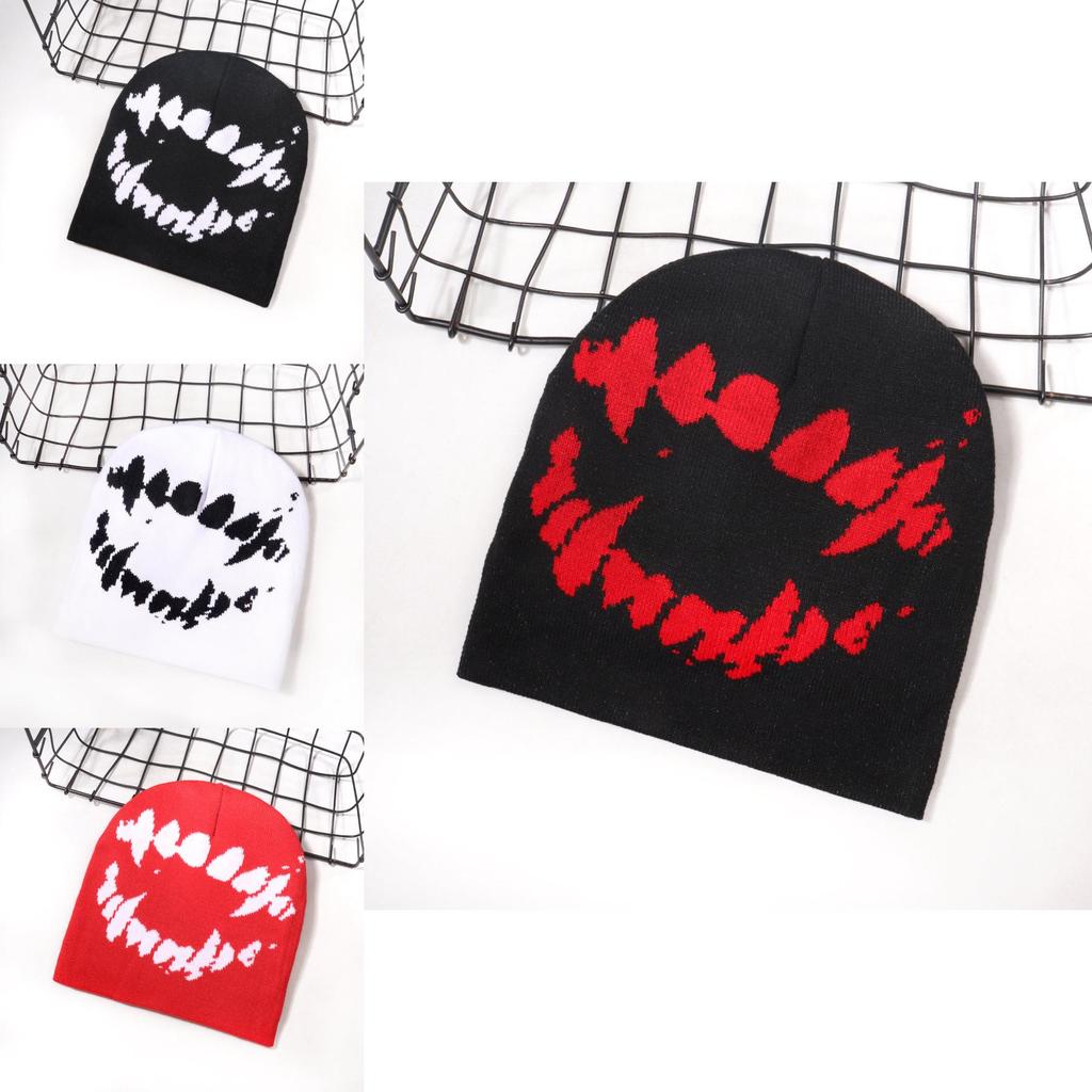 Fashionable Knit Cap For Men Women With Expression Pattern Warm Street Style