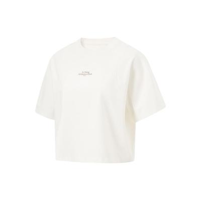 Li Ning Cooling Tea T Ice Silk Quick Dry Cool Sports Casual Top Letter Print Moisture Wicking Round Neck Short Sleeve T-Shirt Women Tops ATSU586-1