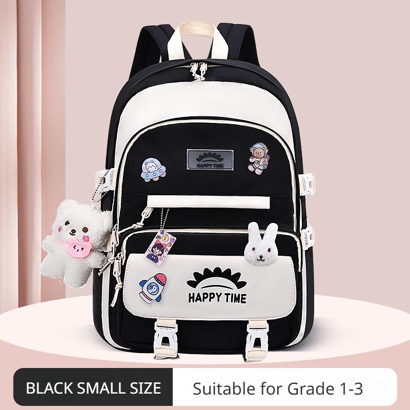 Frische Patchwork-Handtasche im College-Stil, superleichter Rucksack zum Schutz der Wirbelsäule, niedliche Cartoon-Schultasche für Mädchen und Jungen