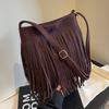 Stylish Retro Faux Leather Shoulder Bag For Women With Charming Tassel Detail
