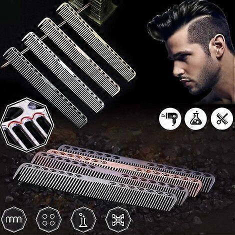 (ColorBlack)Professional Combs Aerospatial Aviation Aluminum Metal Cutting Comb Hairdressing Barbers Salon Comb