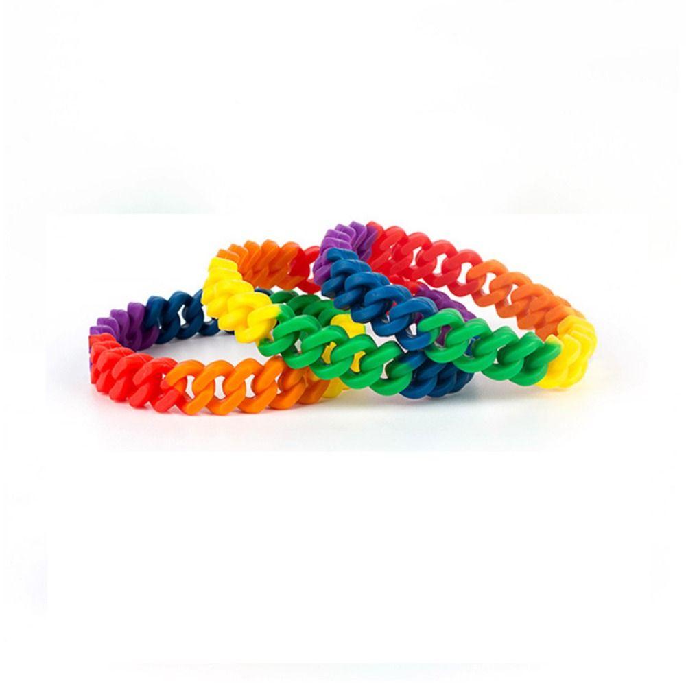 Silicone Hollow Out Wristband Jewelry Hollow Bracelet Rainbow Bangle Rainbow Wristband Men Women