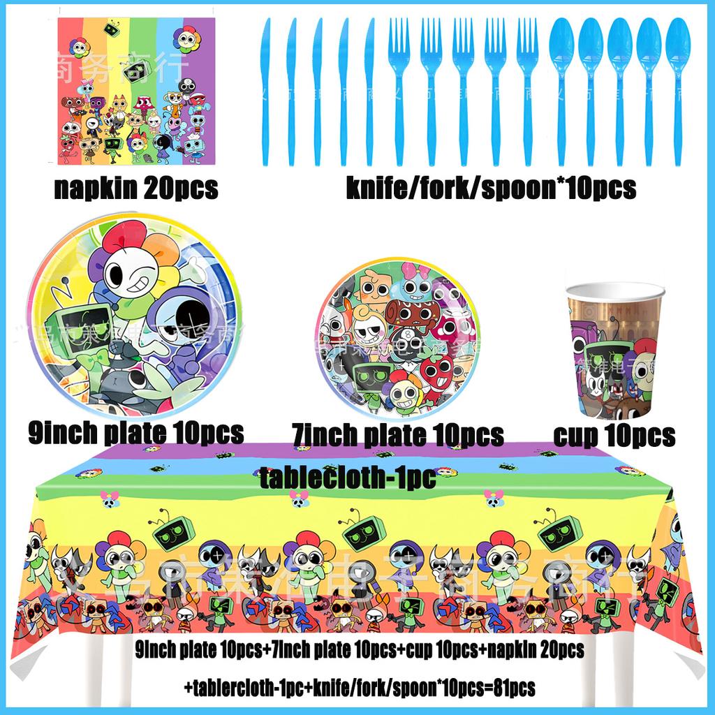 Game DANDYS World Theme Birthday Party Supplies Decoration Disposable Tableware Dandy's DIY Balloon Plate Cup Backdrop Kid Gift