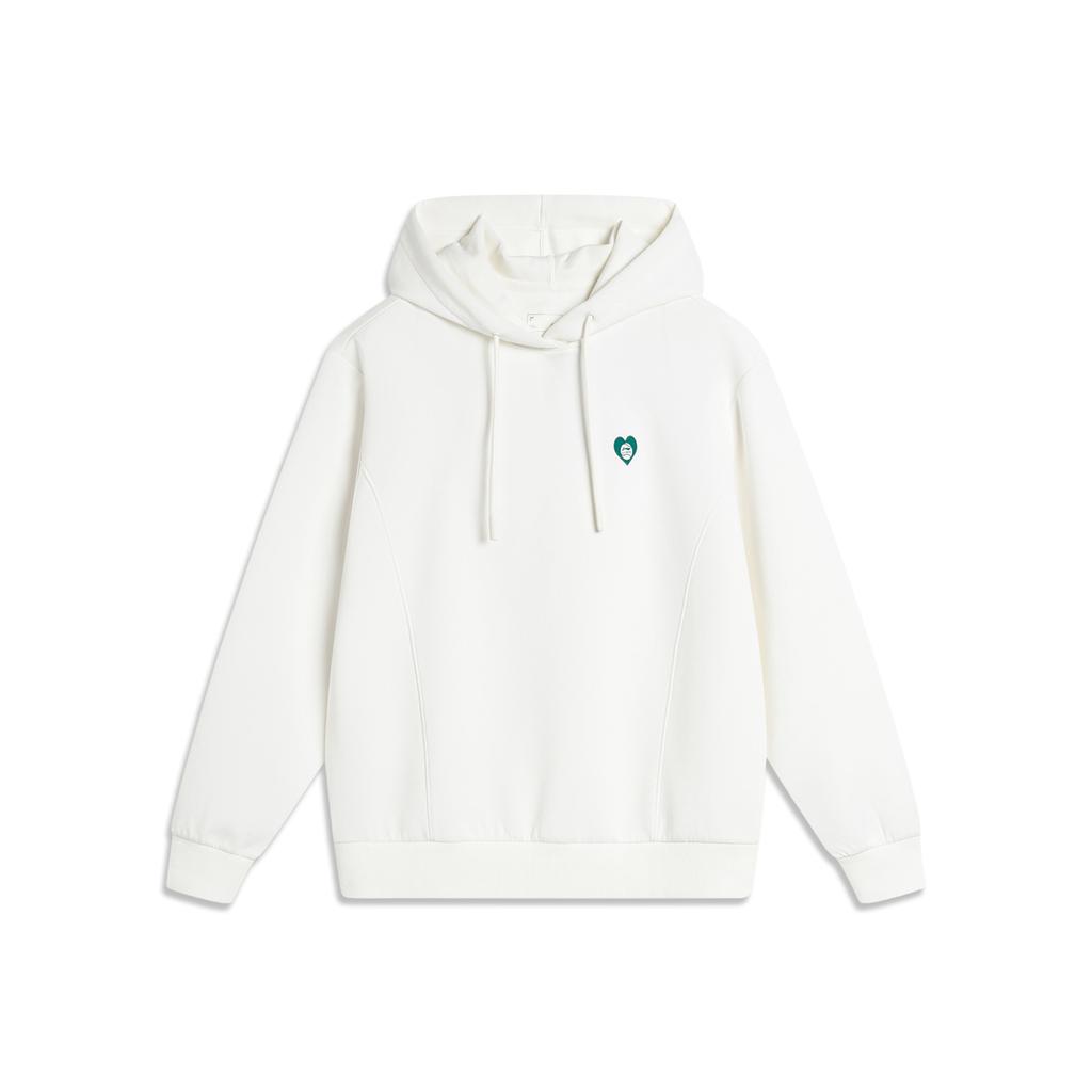 Li Ning Sports Lifestyle Series Hooded Loose Pullover Sweatshirt Long Sleeve Women Sweatshirt Off-White AWDU596-3