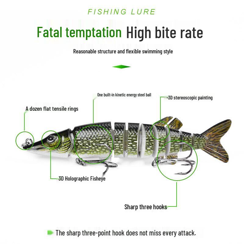 Multi-Joint Long Cast Pike Fishing Lure – Artificial Hard Bait for Sea Fishing