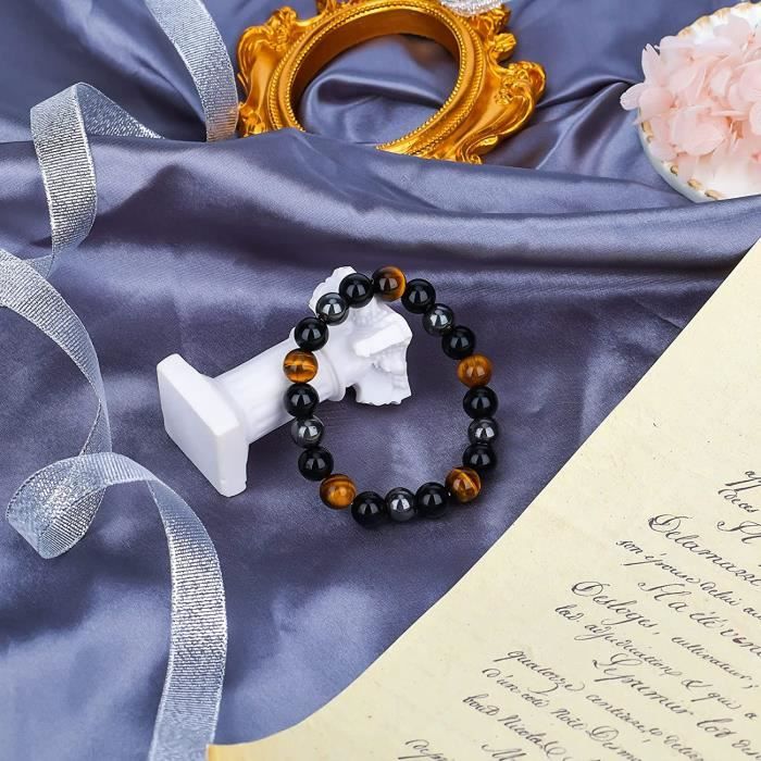 1pc Bracelet Triple Bracelets Obsidienne Bracelets Oeil de Tigre Bracelets Magnétiques Hématite pour Femme et Homme