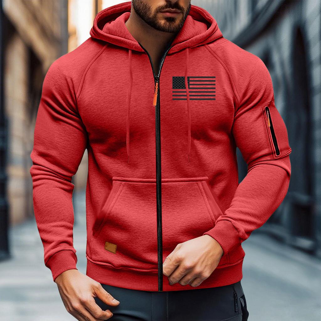 Men's  Leisure  Long Sleeves  Zipper  Hooded Hood  Hoodie  Coat  Hooded Hood