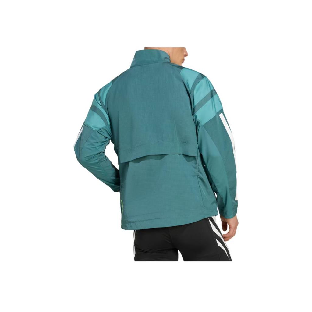 Adidas Striped Stand Collar Zip Long Sleeve Jacket Men jackets Teal HZ3691