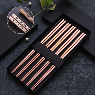 ZISIZ Roségold Titanbeschichtetes Essstäbchen-Geschenkset